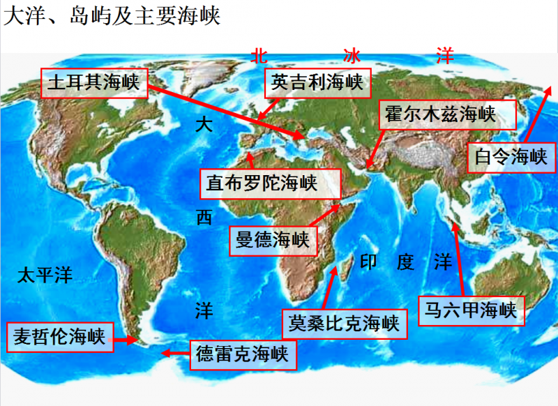 世界主要海峡轮廓图图片